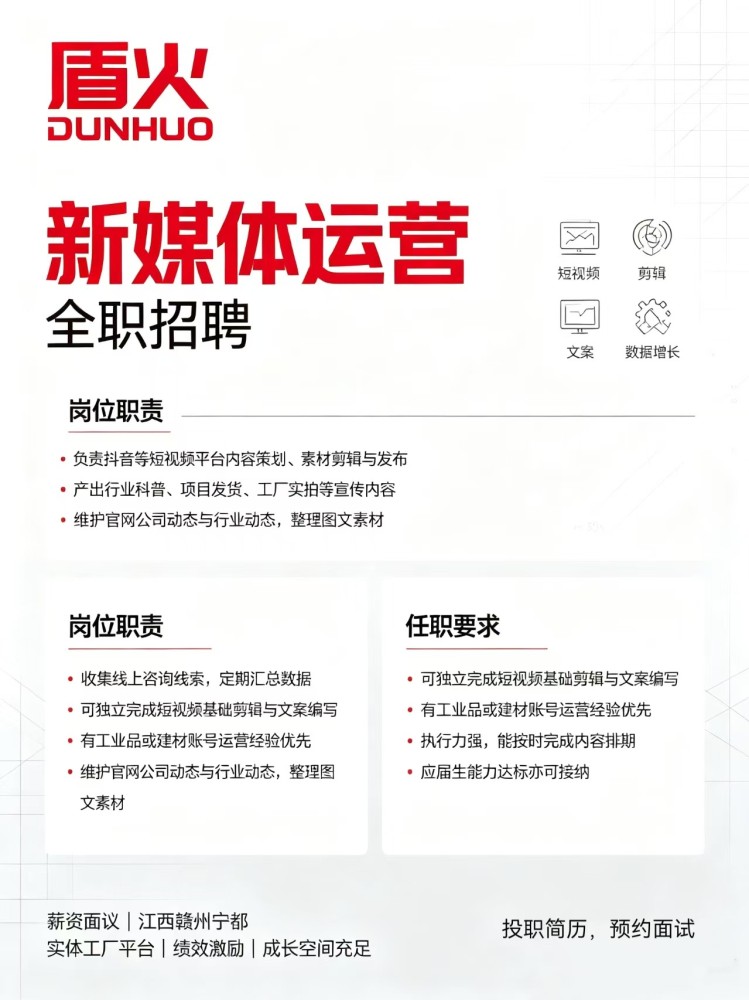 新媒体运营（全职）｜江西盾火科技招聘 正文：